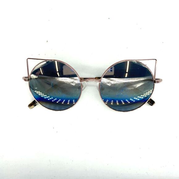 Matthew Williamson Round Mirrored Winged Cat Eye Rose Gold Tone Sunglasses - Picture 1 of 10